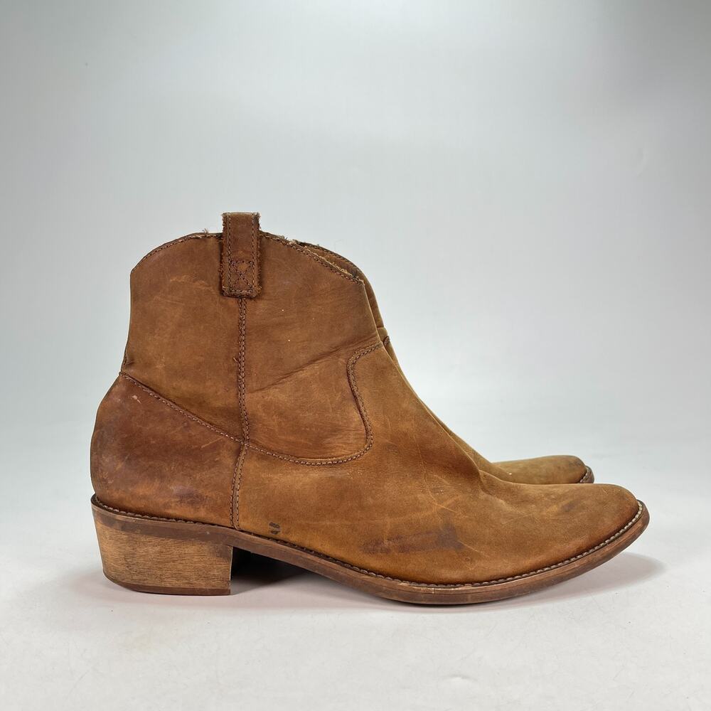 Madewell 1937 Cognac Brown Leather Comfort Side Zip Ankle Booties Womens Size 10